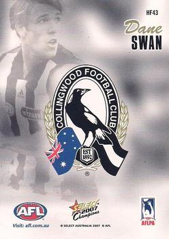 2007 Select AFL Champions Signature Series - Holographic Foils #HF43 Dane Swan Back